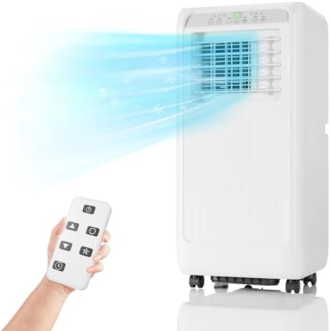 8000 Btu Portable Air Conditioners, 3-in-1 Portable AC, Dehumidifier, and Fan Mode, AC Unit with 24H Timer & Remote Control, White
