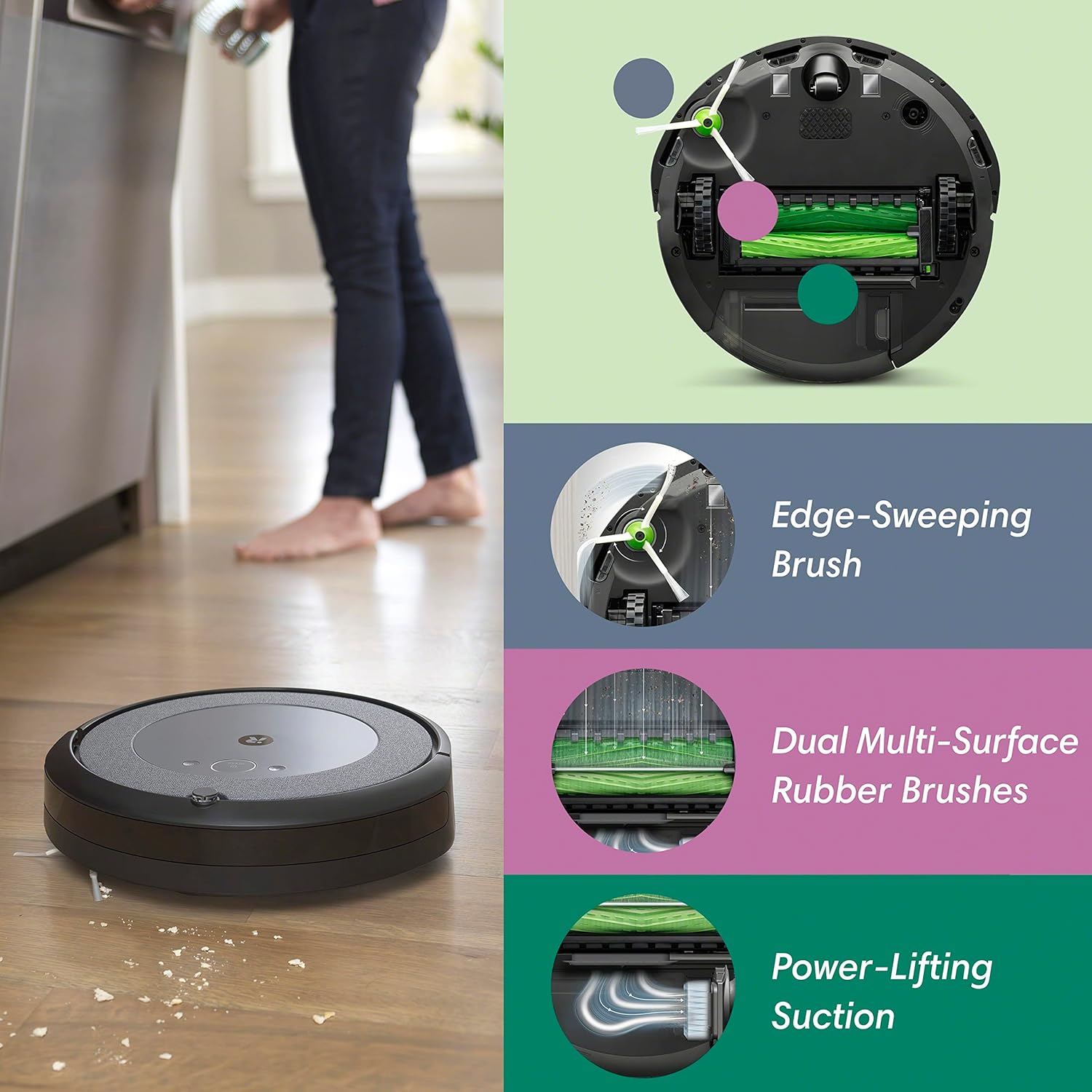 iRobot Roomba i3+ EVO (3550) Self-Emptying Robot Vacuum – Now Clean by Room with Smart Mapping, Empties Itself for Up to 60 Days, Works with Alexa, Ideal for Pet Hair, Carpets​, Roomba i3+