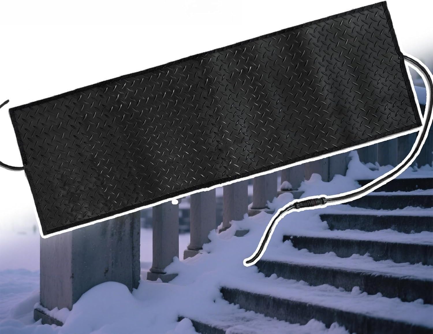 Heated Snow Melting Mats for Entrances, Heated Outdoor Mats, Snow Melting Mats for Winter Snow Removal, Flexible PVC Material - No-Slip Heating Entrance Mats 14.17x47.24in