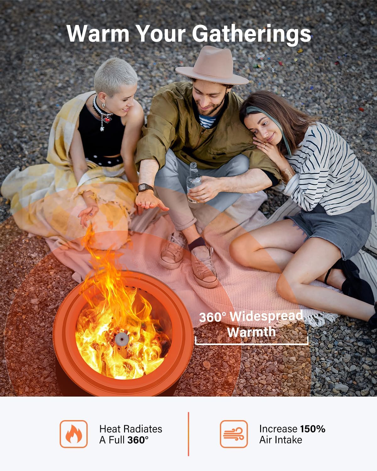 YEFU Fire Pit with Removable Ash-Pan: Smokeless Firepit 304 Stainless Steel Material - Outdoor Fire Pit Silver 15 inch - Smokeless Firepit for Outside Outdoor Patio Camping Backyard