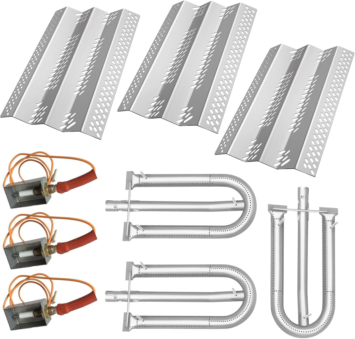 90351 (3-Pack) 12461 (3-Pack) 16GA Stainless Steel Heat Plate Burner and Electrode Replacement for American Outdoor Grill 30NB, 30PC