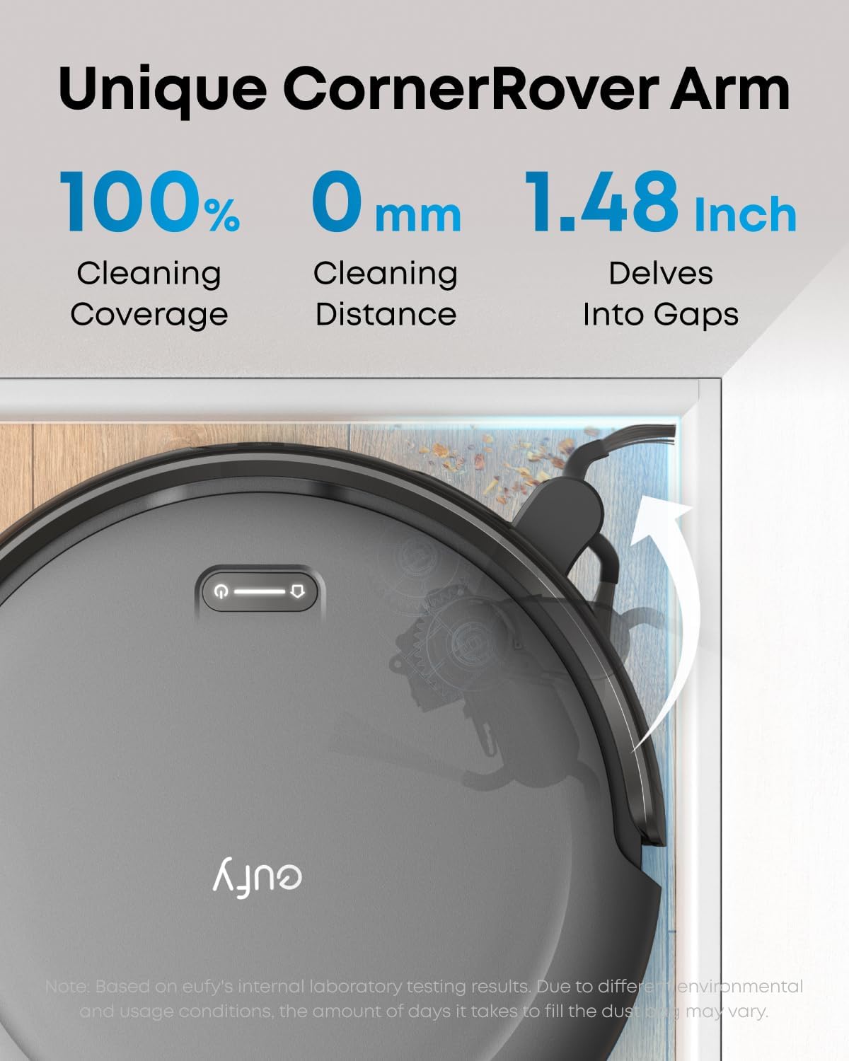 eufy Like-New C10 Robot Vacuum Self Emptying, 8 Weeks Hands Free, Advanced Smart Mapping with LiDAR Navigation, 2.85-Inch Slim Design, Powerful Suction, Edge Expansion Brush for Pet Hair（Renewed）