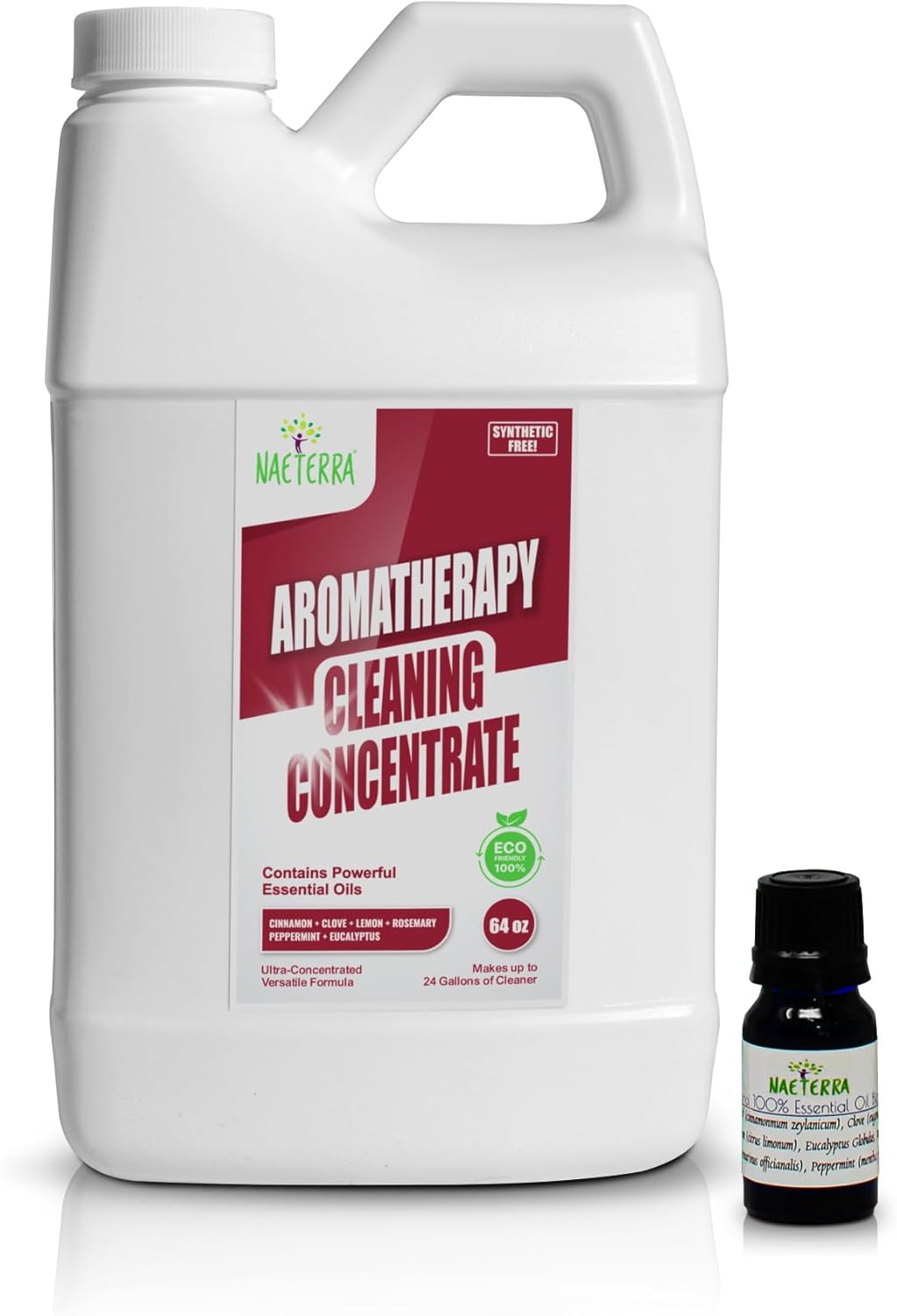 Naeterra Original Aromatherapy Cleaning Concentrate, Plant-Based Household Cleaner 64 oz with Included 10 mL Essential Oil Blend – Clove, Lemon, Cinnamon, Rosemary, Eucalyptus, and Peppermint Oils