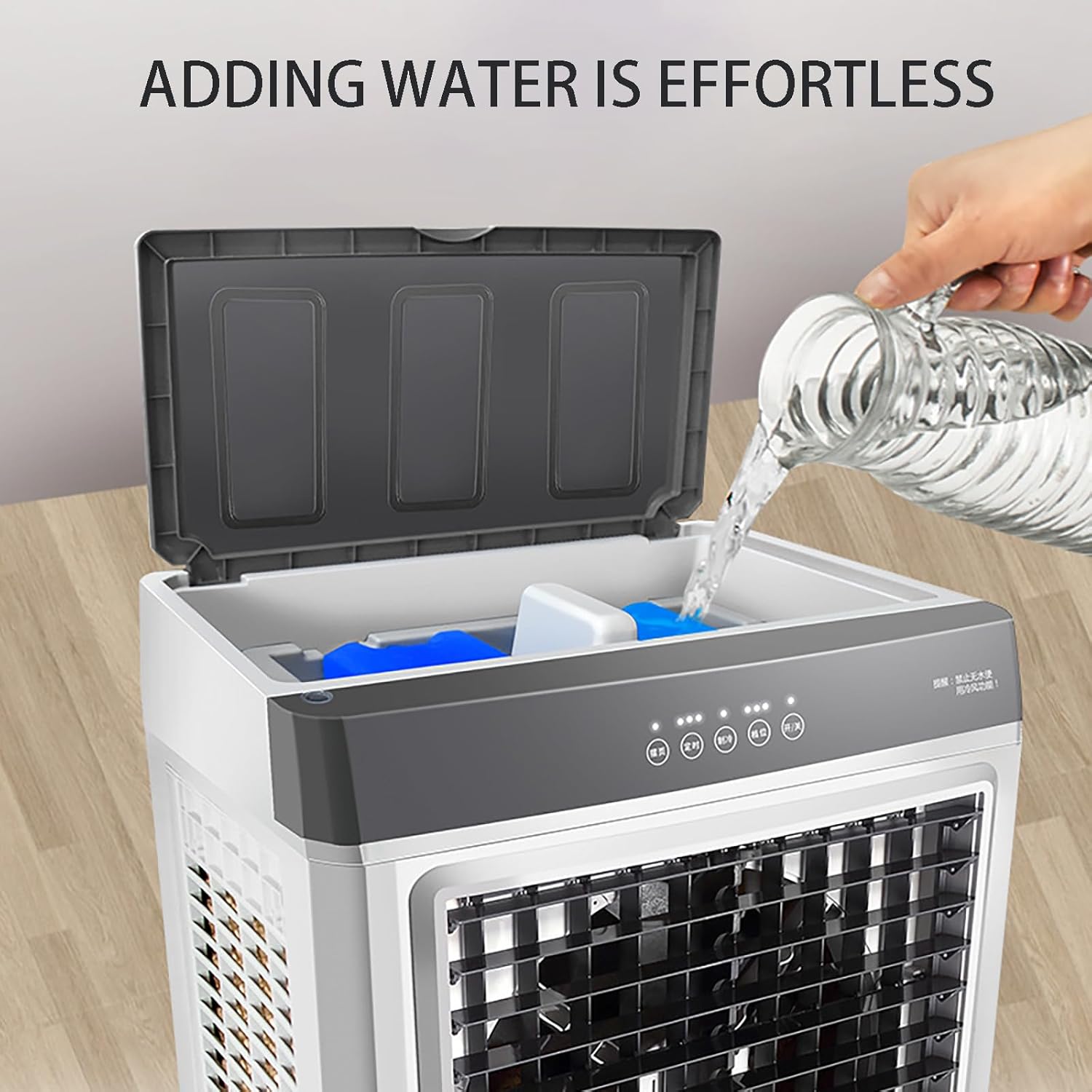 Portable Air Conditioners Portable Evaporative Ai Industrial air Cooler Large Capacity Water Tank 3 Wind Speed Adjustment 120° Free Swing Quiet Operation Gray 20.0in*15.7in*55.1in
