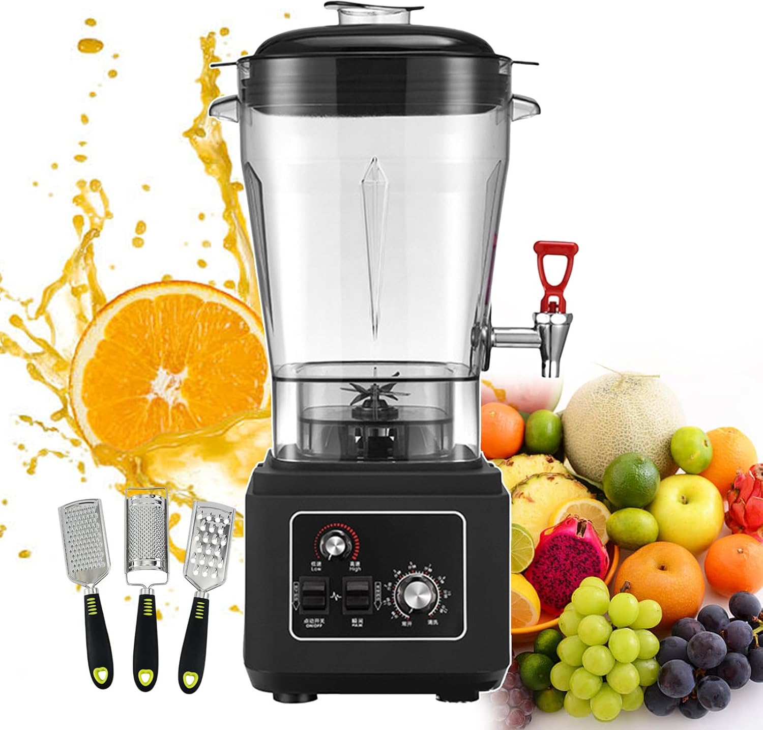 Blender Smoothie Maker For Countertop, Standing Mixer With Spout 11l/15l/19l Soy Milk Machine, 2900w Juicer With Soundproof Cover For 2-5 People, Restaurants, Bars,19L
