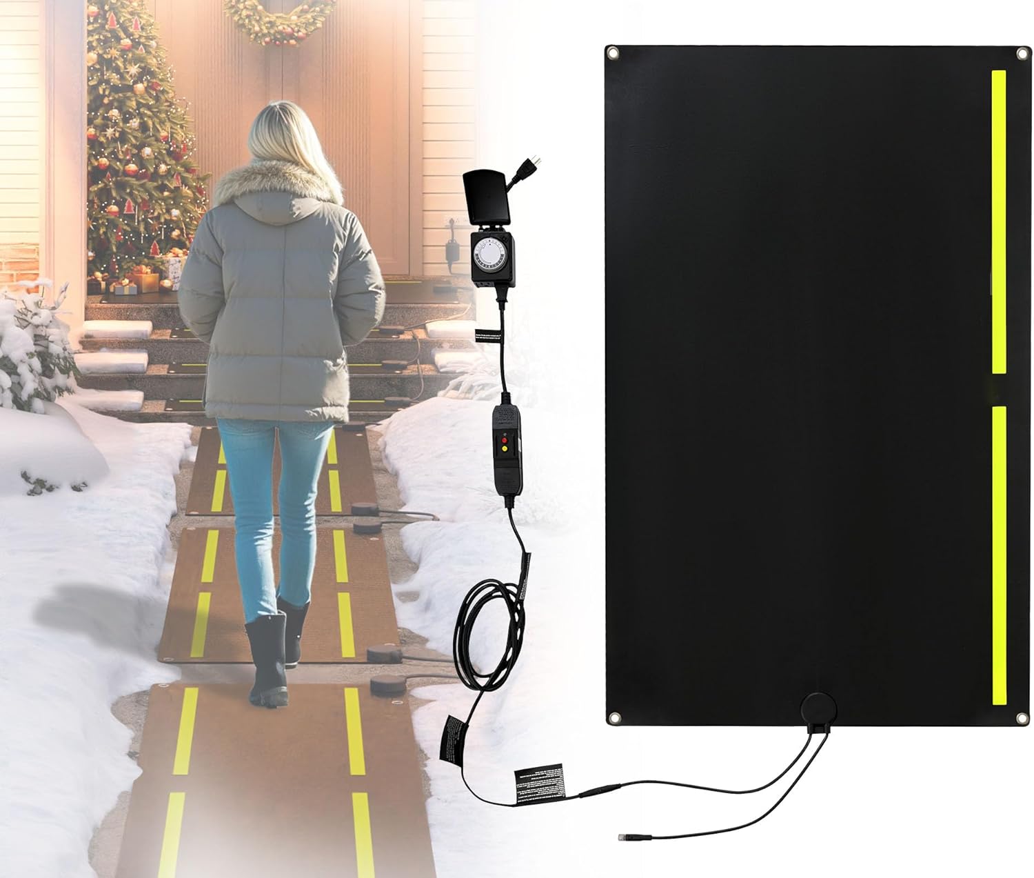 Albott 30x48 Graphene Heated Outdoor Mat for Winter Snow Removal, Non-Slip Electric Design for Walkways, Stairs, Sidewalks, Garages