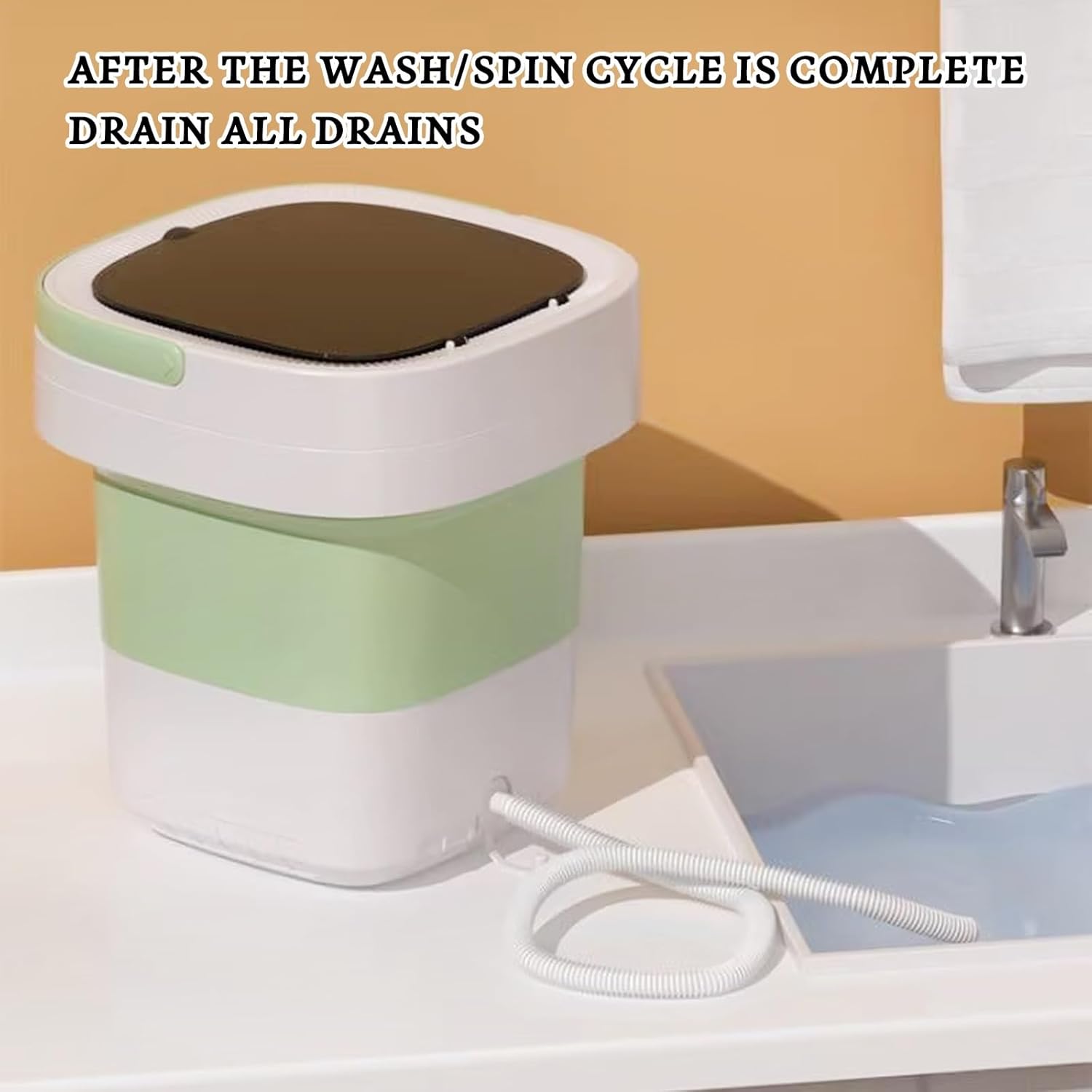 16L Foldable Portable Washing Machine with Spin Basket 3 Modes Washer for Clothes Socks Delicates Portable Washer Ideal for Travel Camping Home Apartment(Green)