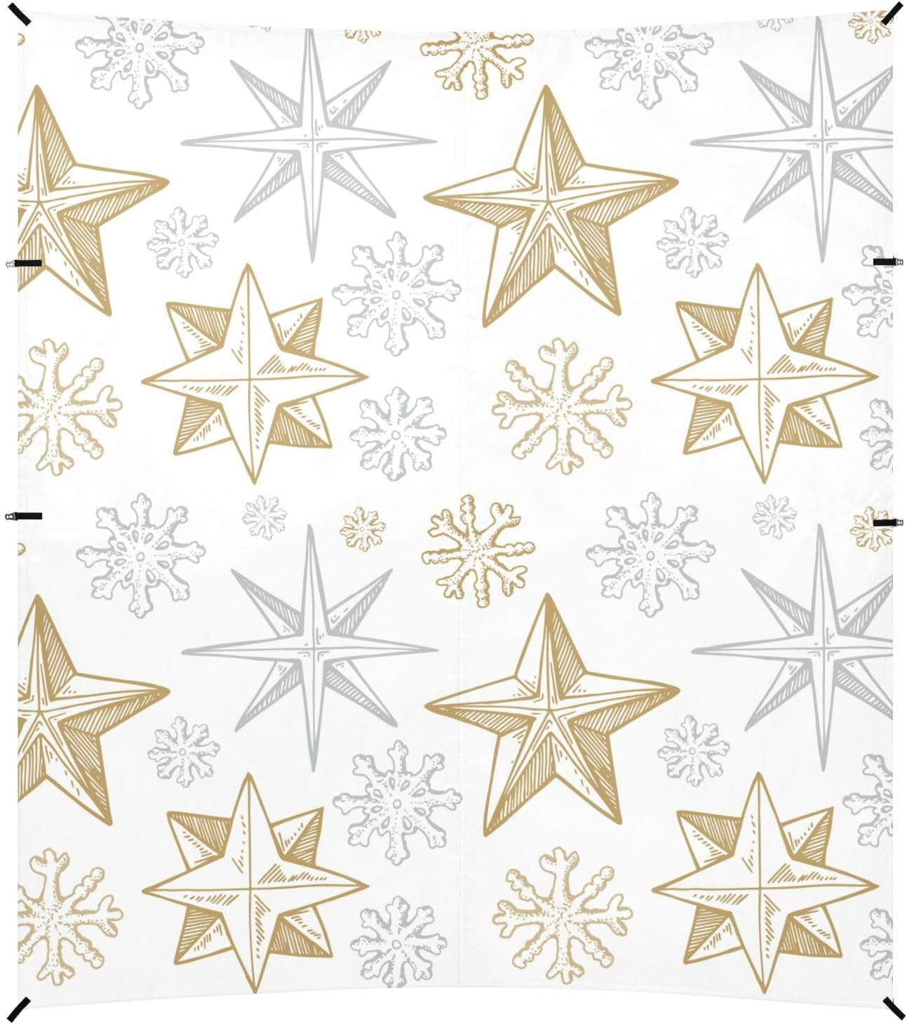 OTVEE Beach Tent Camping Sun Shelter Goldenhand Drawn Stars and Snowflakes Portable Canopy Sunshade 9 x 10ft with 2 Sturdy Poles, Large Sandbags and Shovel UPF 50+ Protection for Fishing, Backyard Fun