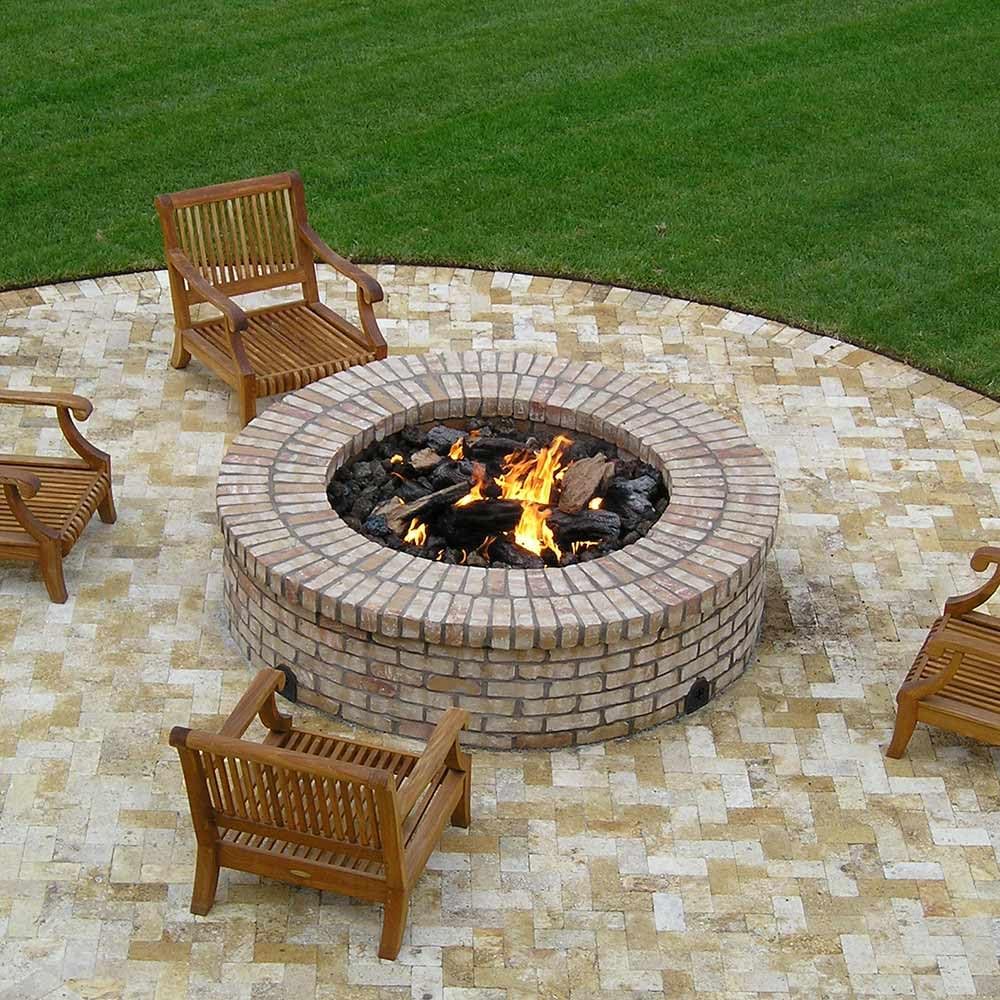 HPC Match Lit Fire Pit Burner Kit (FPS48HCKIT-PAN-NG-MSCB), Round, 48-Inch Burner, 54-Inch Flat Pan, Natural Gas, Polished Chrome, with Flange, Key, Valve, Flex Line and Fittings