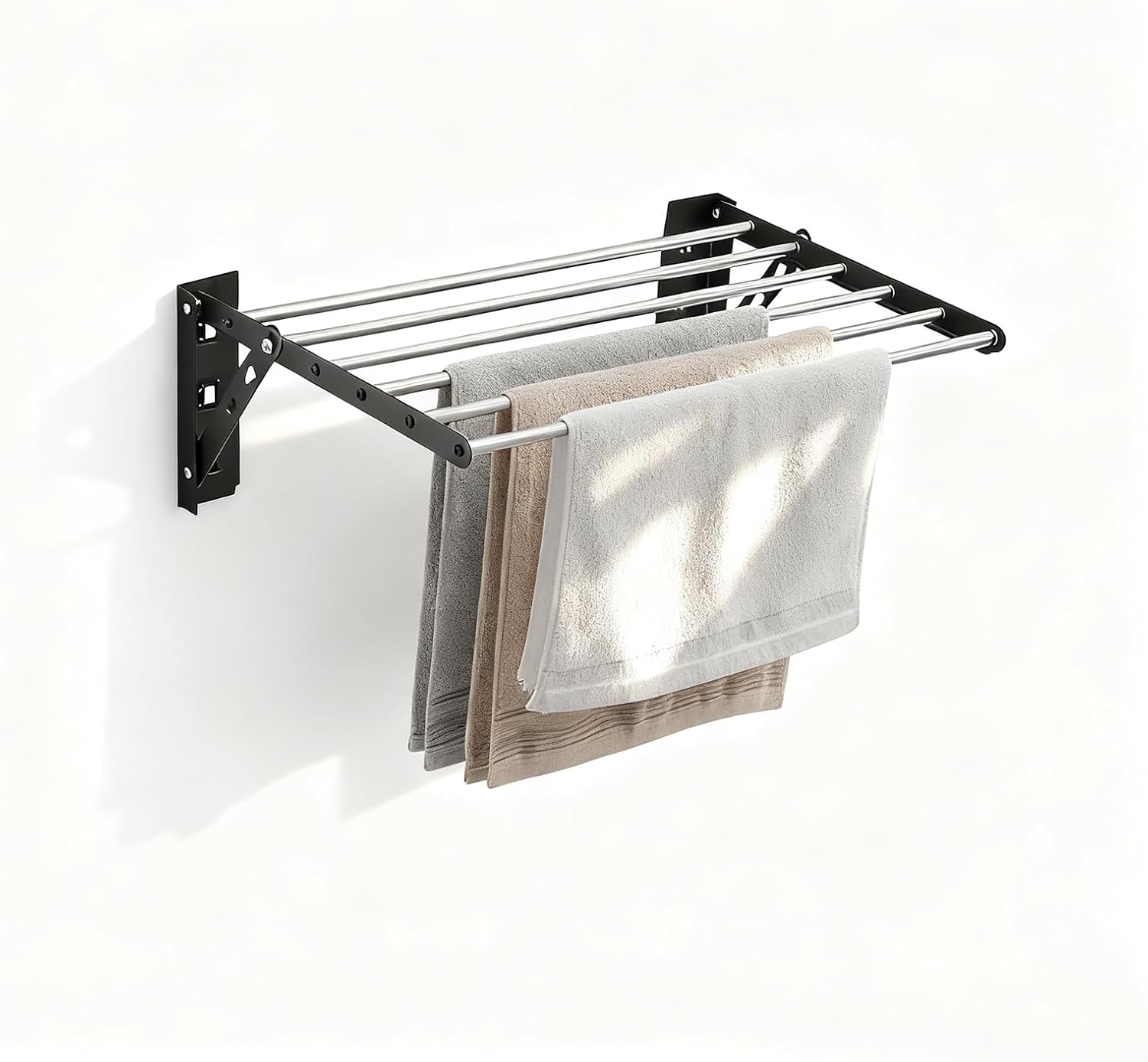 NEWRAIN Clothes Drying Rack, Wall Mounted Laundry Drying Rack Clothing,23