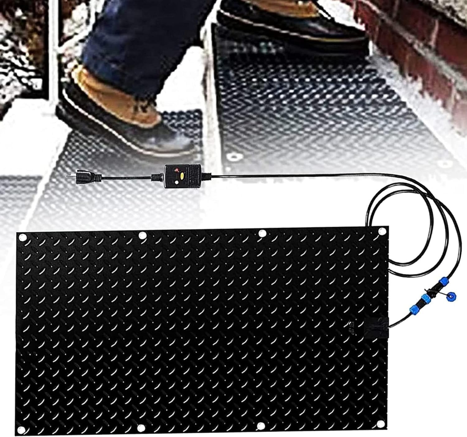 Snow Melting mats Outdoor, Slip-Proof Ice Melting Mats, Heated Walkway Pad, for Winter Outdoor Snow Removal (Color : 4 Pack, Size : 30cmx60cm)
