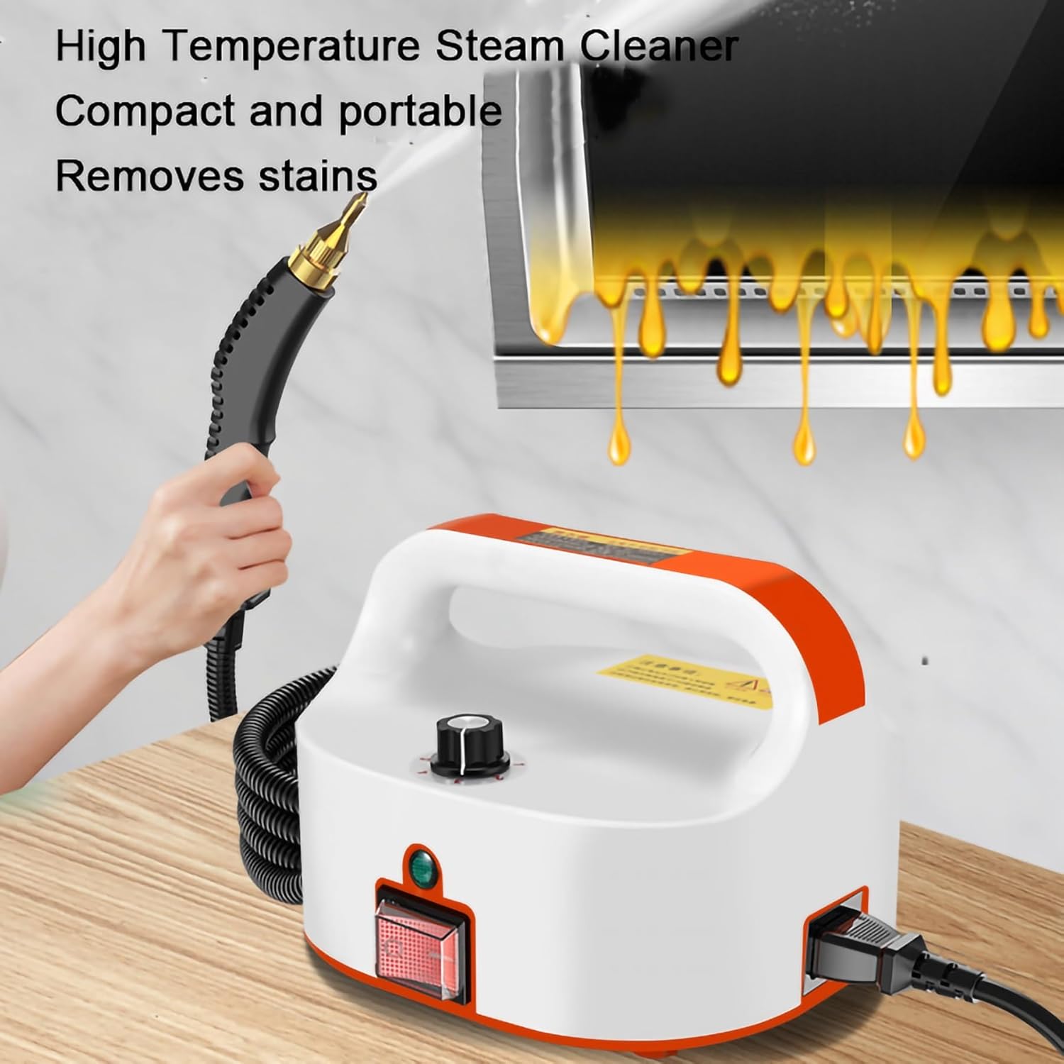 Steam Cleaner Steamer for Cleaning, 1600W High Pressure Temperature Steam Cleaning Machine, 6 Speeds Portable Cleaning Handheld Furniture for Bathroom Cleaning Floor Car Detailing ( Color : Orange )