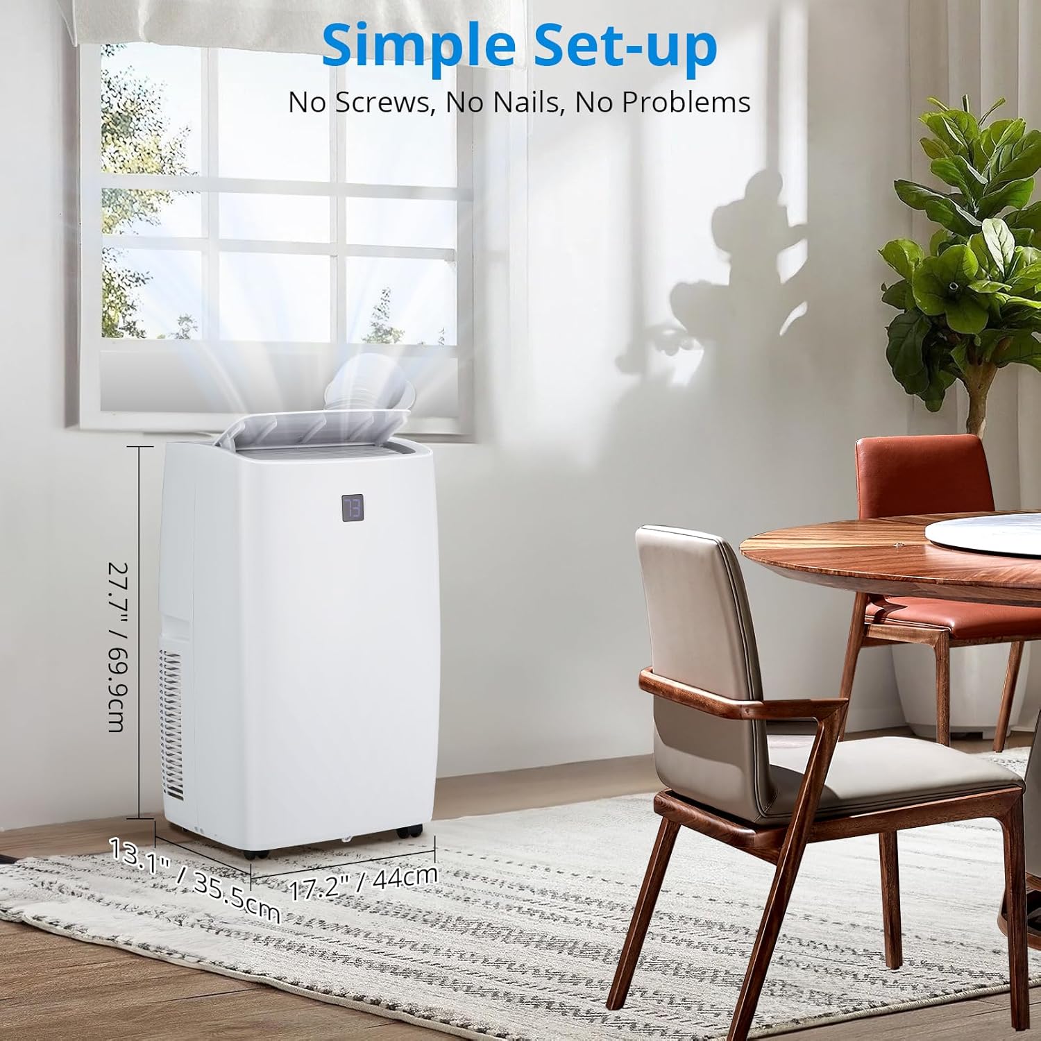 12000 BTU Portable Air Conditioner, 3-In-1 Cooling, Dehumidifier Fan for Rooms Up to 450 Sq. Ft. Digital Display, Remote Control, and Smart Sleep Mode