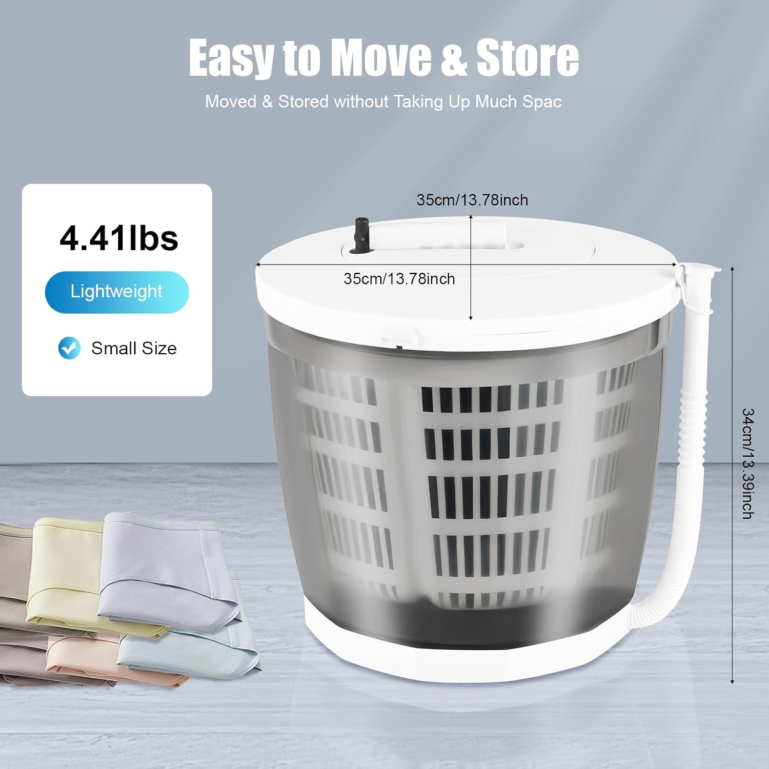 Portable Washing Machine, 2 in 1 Non-Electric Washing Machine, Mini Traveling Outdoor Compact Washer Spin Dryer,Grey