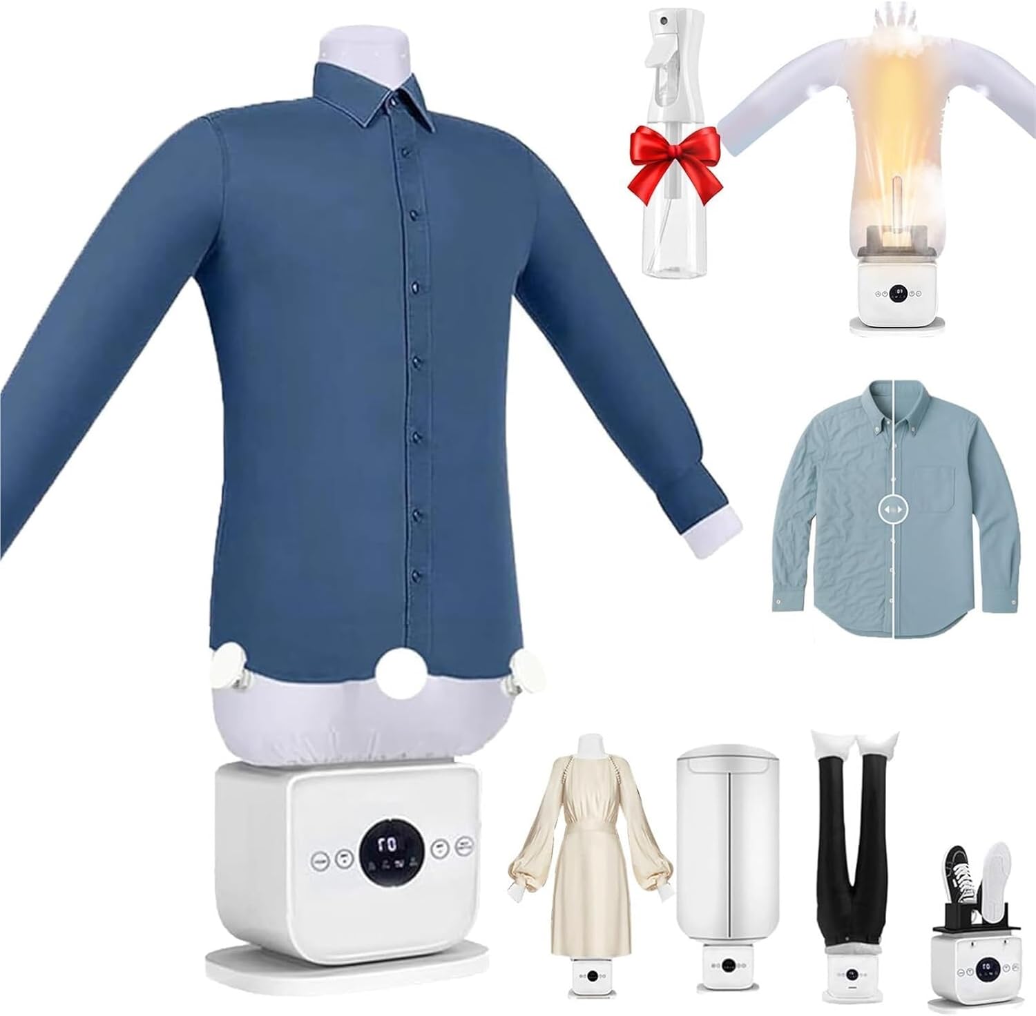 2026 New Generation Ironing Machine, Hands Free Automatic Iron, Wrinkle Free in 8 12 Mins, Steam Iron, Portable Inflatable Garment Wrinkle Remover(Allowed Skirt)