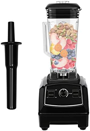 2200W Professional Countertop Smoothie Blender, 2L Heavy Duty Stainless Steel Commercial Kitchen Blender Mixer Juicer Ice Crusher,Adjustable Speed for Milkshakes,Ice Creams, Fresh Juices (Black)