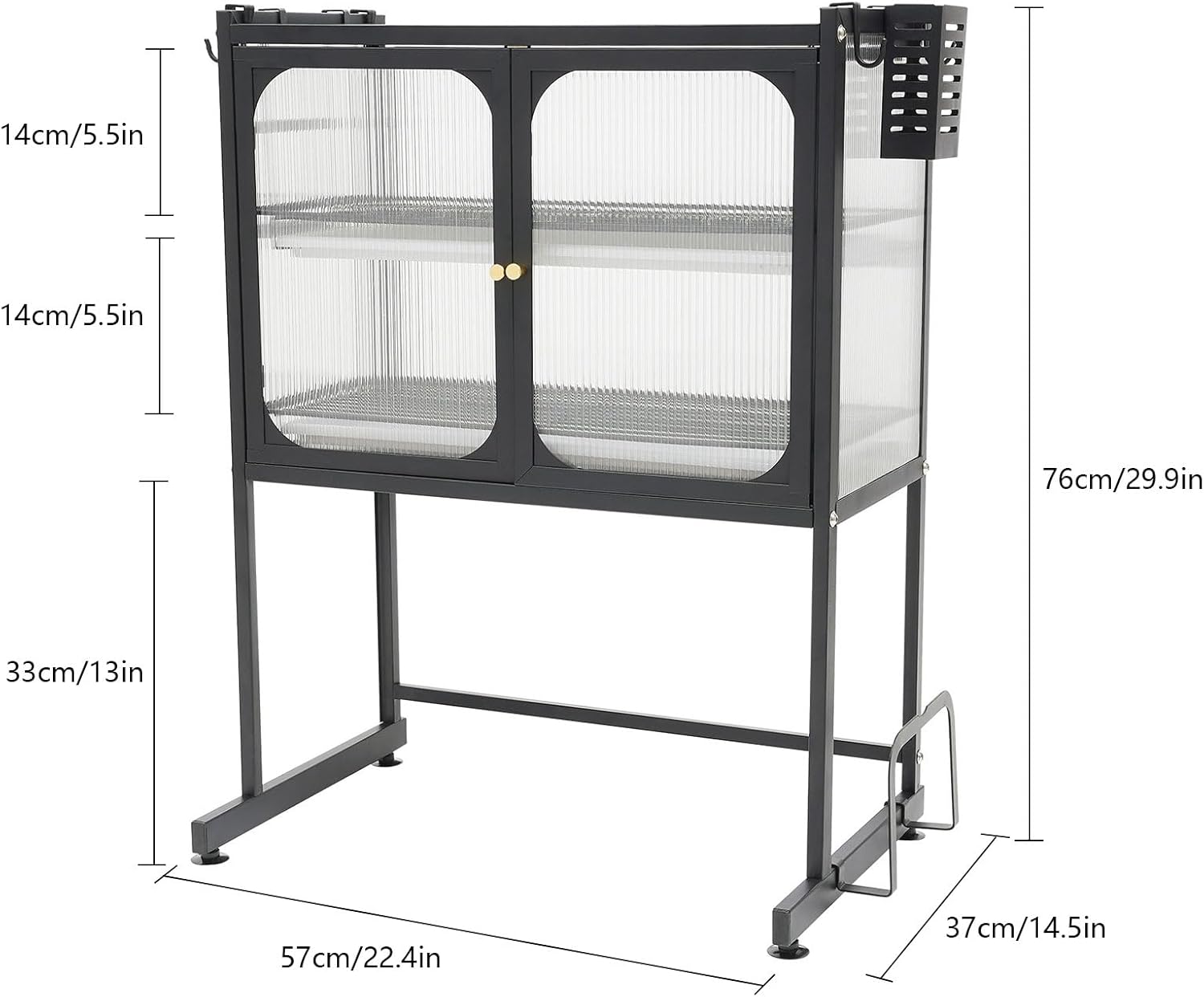 Countertop Microwave Oven Rack, Kitchen Dying Rack with Storage Cabinet Tableware Organizer Shelf with Draining Trays Knife/Chopping Board Holder