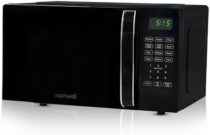 0.7 Cu Ft Microwave Countertop Small with Digital Display, 700 watt Microwave Black has 10 Power Levels & Auto Defrost Function Mini Microwave Oven Compact With Child Lock For Dorm, Home, Office