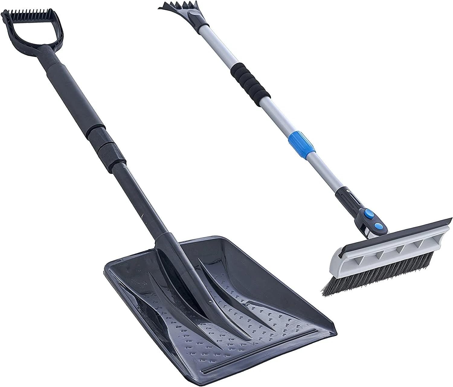 Car Snow Shovel and Brush Telescopic Handle Kit, Ice Scraper Window Squeegee Set