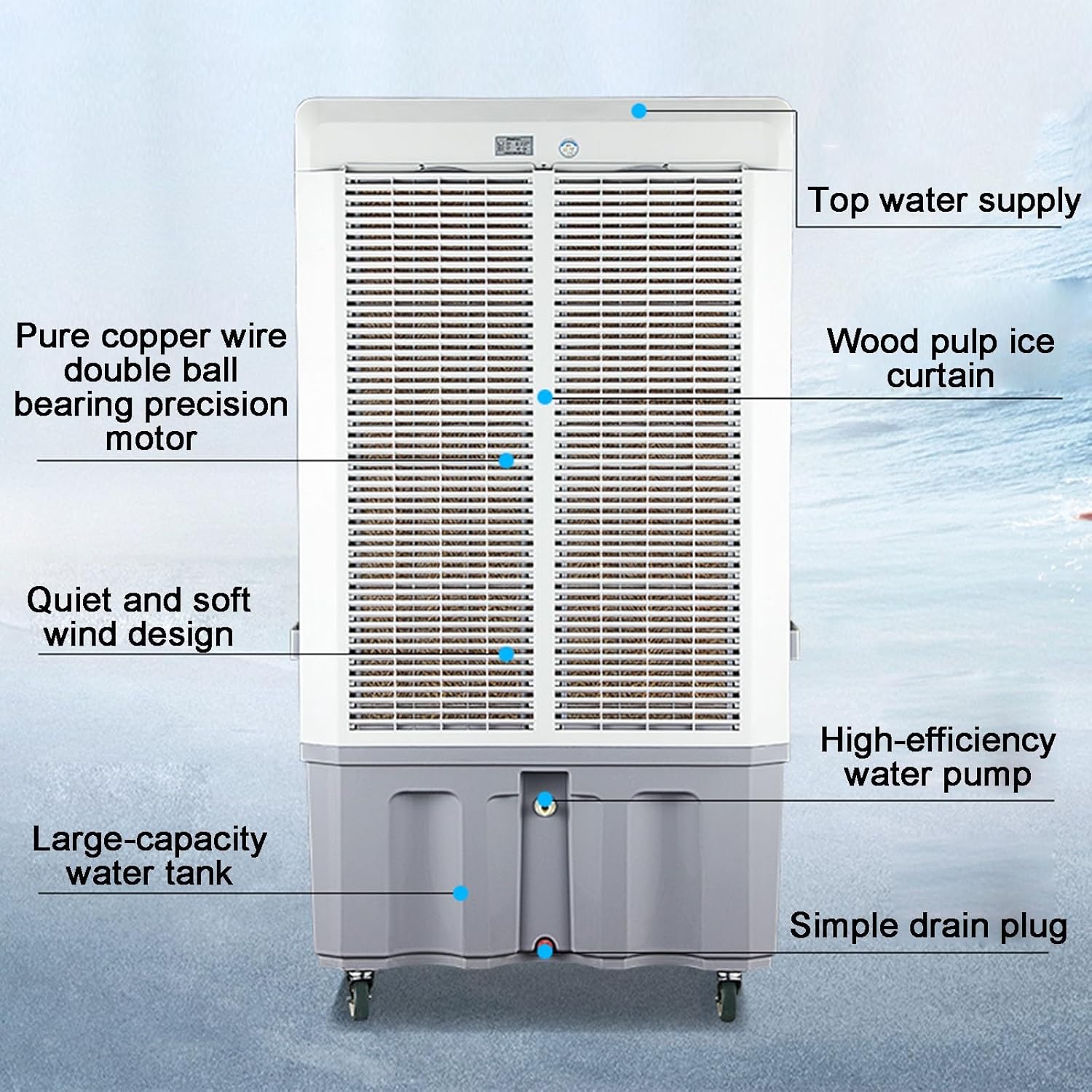 Evaporative Air Cooler, 4-IN-1 Portable Evaporative Cooler, Knob Control Air Conditioner Portable with 6.6 Gallon Water Tank, 90°Oscillation(Green)