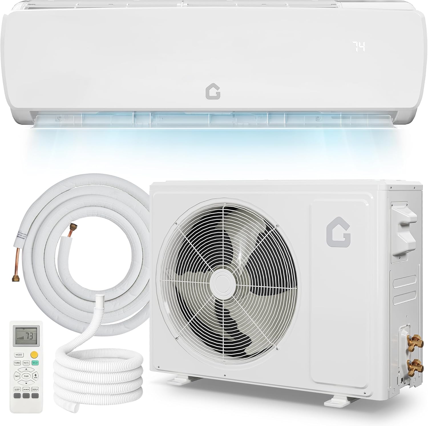 Ultra-Quiet 42dB |12000 BTU 19 SEER Ductless Mini-Split Air Conditioner Heat Pump | 3-in-1 Cooling, Heating & Dehumidifying | 230V White Inverter AC System | Includes 10ft Pre-Flared Line Set