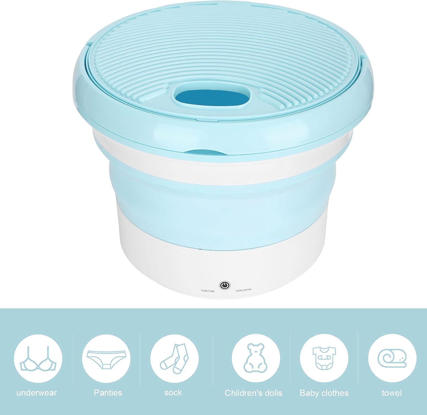 Mini Portable Washer, 7L Large Capacity Quick Cleaning Automatic Shutdown Small Foldable Washing Machine, Energy Saving Mini Folding Washing Laundry for Clothes Underwear Ties T‑Shirts(US)