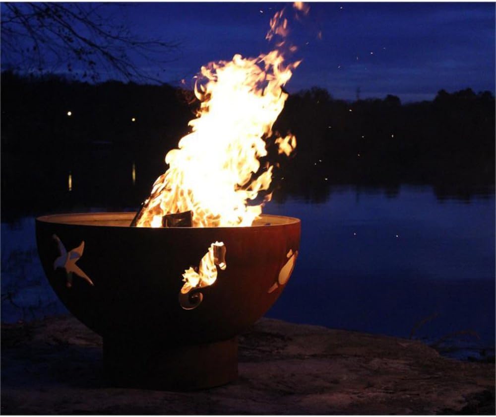 Sea Creatures Match Lit Fire Pit with Stainless Steel Burner - LP