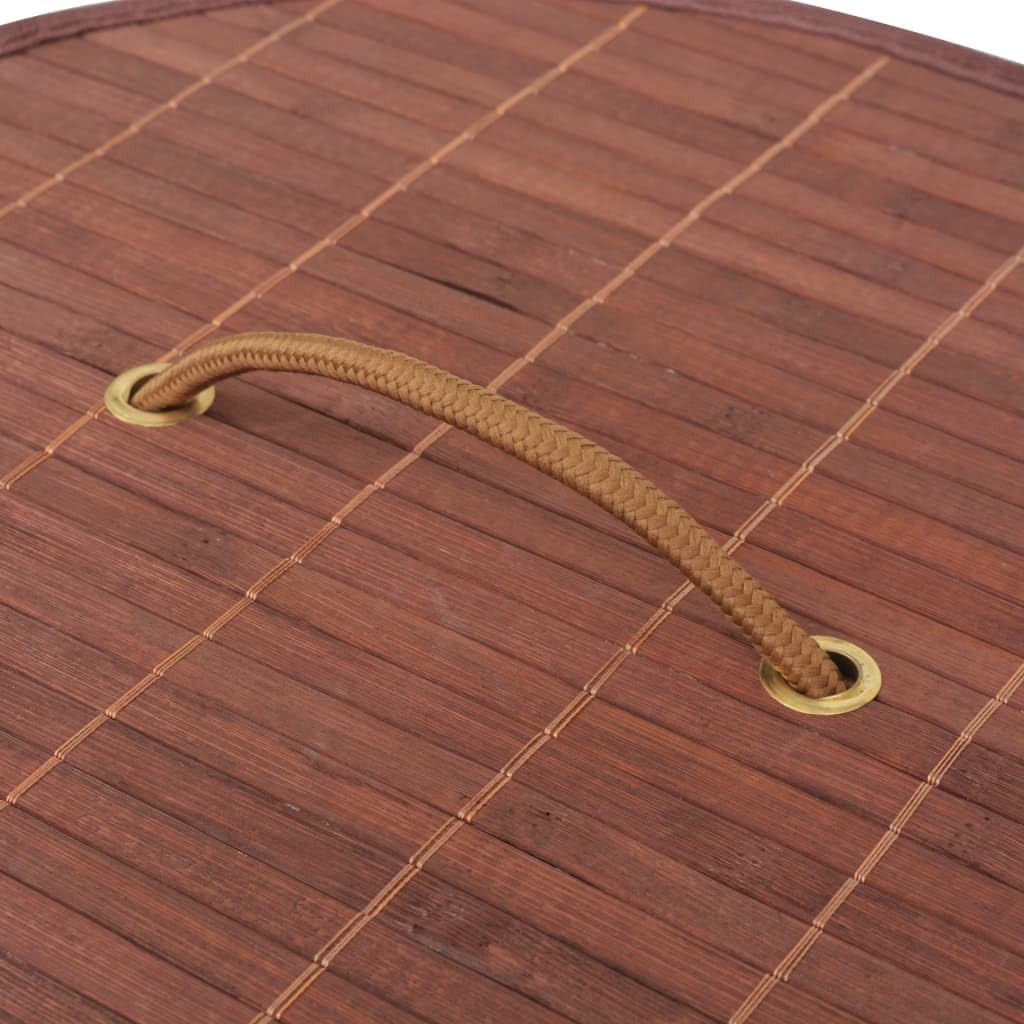 vidaXL Durable Round Bamboo Laundry Bin with Removable Polyester Fabric Liner, Foldable Storage Basket for Laundry or Toys, Compact Collapsible Design, Brown