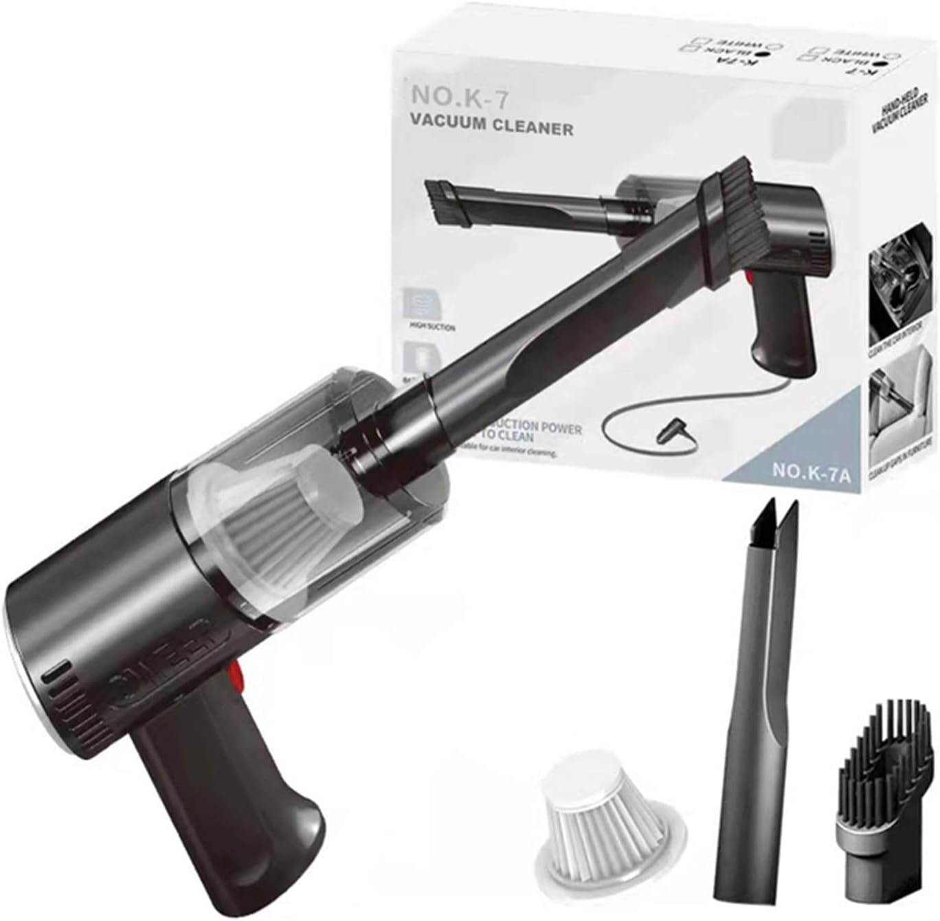 9000PA Wireless Car Handheld Vacuum Cleaner Portable Powerful Auto Suction Clean Smart Cordless Cleaning Accessories for Car Interior, Home, Office,Black,Wireless