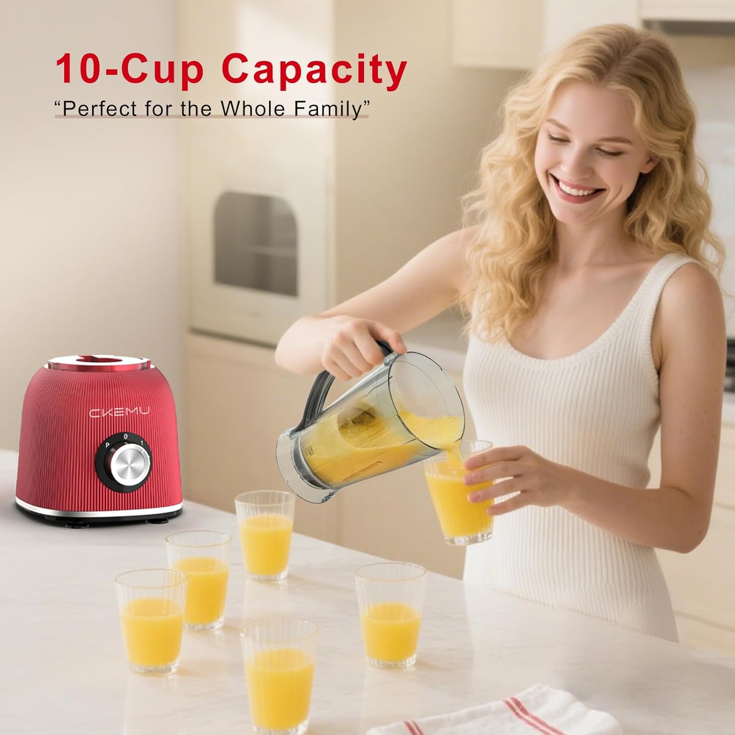 Professional Blender | 8-Cup Big Capacity | Powerful 25,000RPM Motor | Smoothies, Shakes, and Frozen Drinks Blender | BPA-Free & Dishwasher-Safe | Red