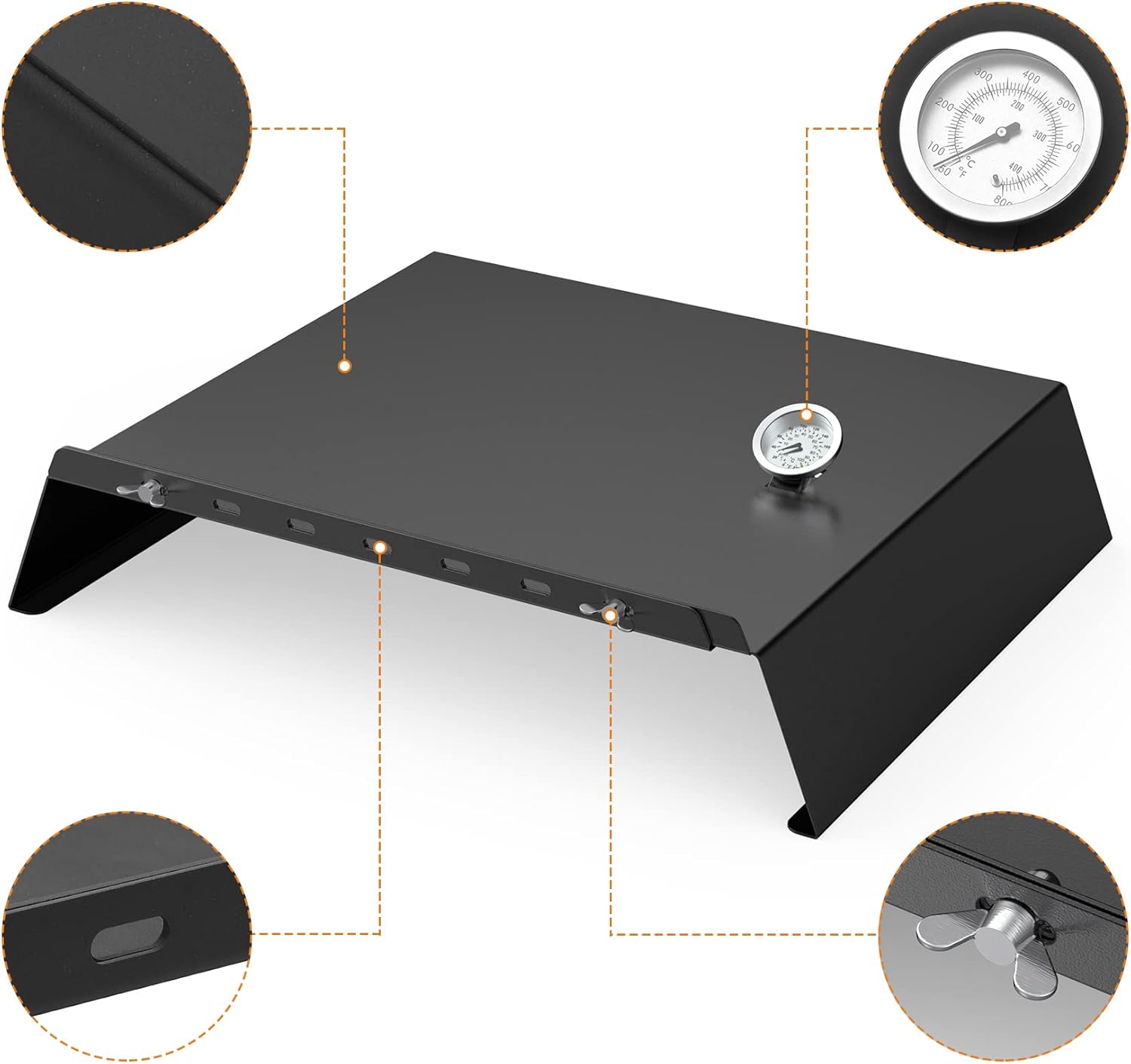 Skyflame Universal Metal Pizza Oven Kit with 20-30 inch Adjustable Width, Grill Top Pizza Oven Box for Most Gas Grills/Pellet Grill Conversion Kit