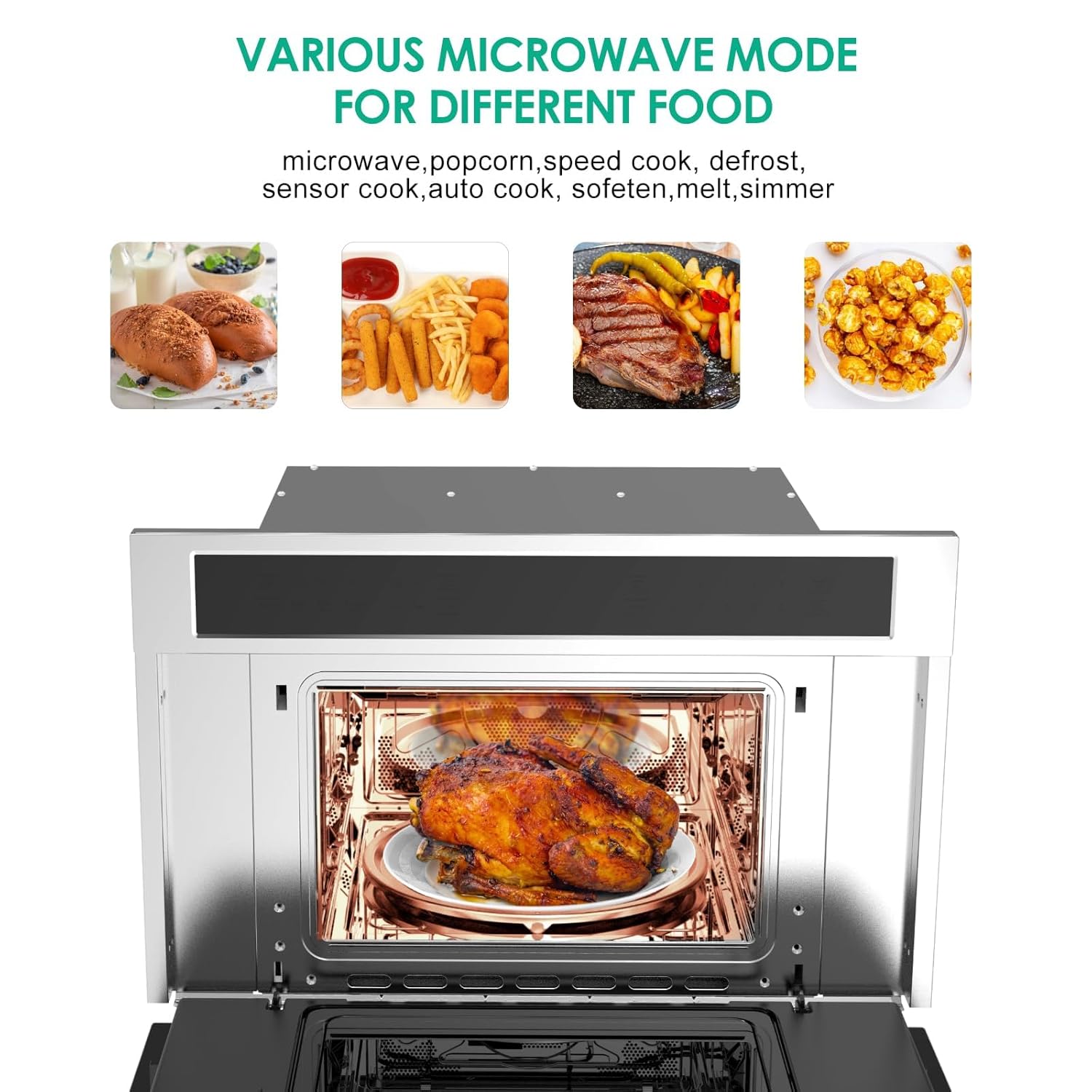 30 in Microwave Convection Oven, 1700W Microwave Oven with Air Fryer & Drop Down Door, 1.6 Cu Ft Wall-Mounted Wall Oven, Safety Lock, Touch Control, Versatile Cooking Functions