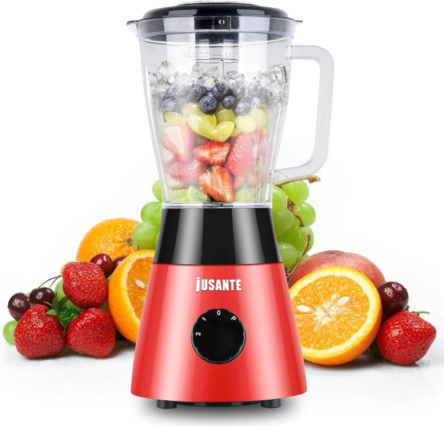 Blender for Smoothies, Small Blender with 500W Motor for Milkshake Desserts Nut Butter, Cocktails Sauces (Red)