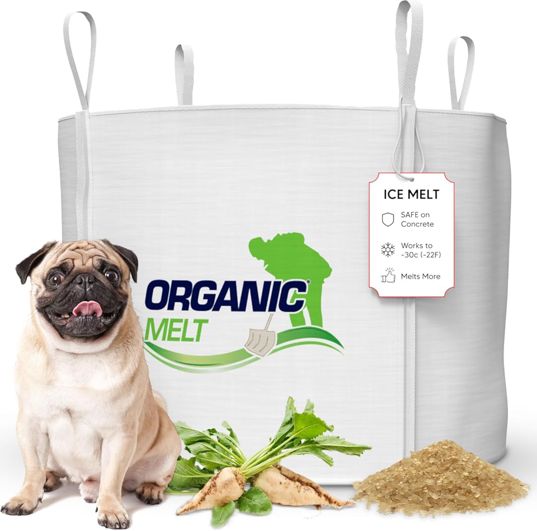 Ice Melt Safe for Concrete, Sidewalks, and Driveways – Pet-Friendly Snow Salt and Ice Melter – Organic Melt Granular De-Icing Product – Eco-Friendly, 1000kg Tote Bag (2200 lbs)