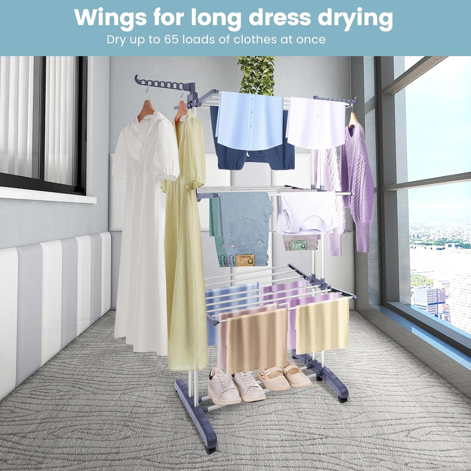 Clothes Drying Rack Foldable Drying Rack Clothing,Oversize 4 Tier(70