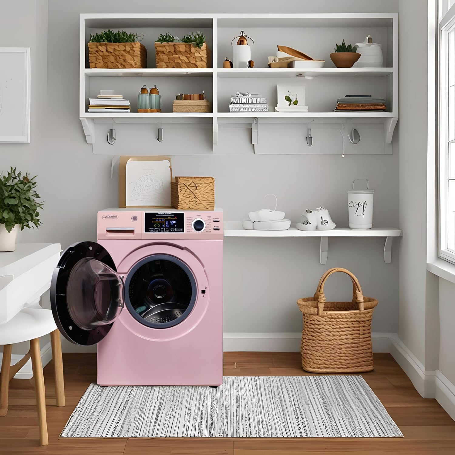 Equator All-in-One Washer Dryer VENTLESS/VENTED PET cycle 1.62cf/15lbs 110V in Pink