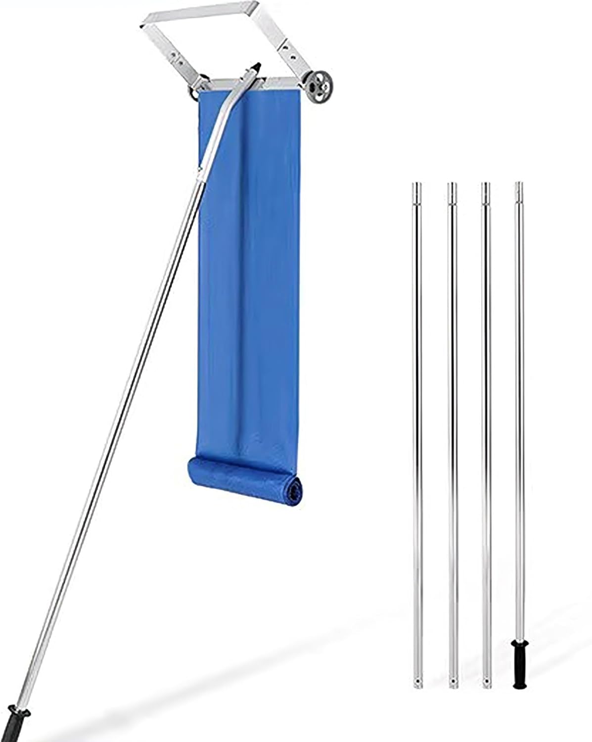 Roof Snow Rake with Wheels and Roller, Aluminum Roof Snow Removal Tool, 5.9–21FT Extendable Pole, Oxford Fabric Snow Rake for Shingle Roofs