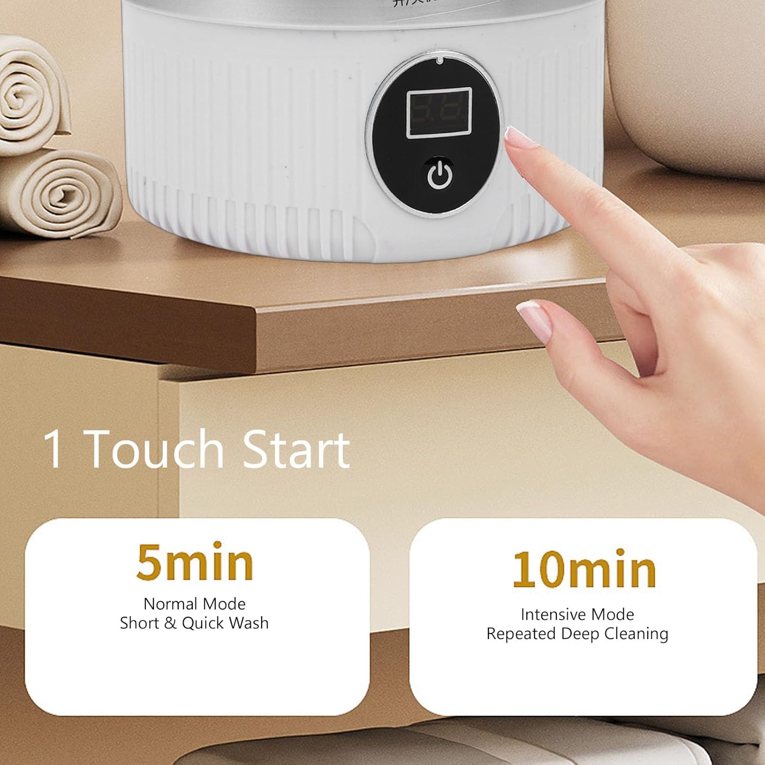 Portable Washing Machine, Mini Underwear Washing Machine, Rechargeable Cordless Small Laundry Washer for Socks Travel RV Apartment Hotel Dorm (White)
