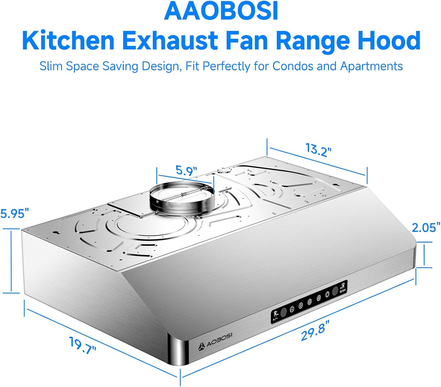 AAOBOSI Range Hood 30 inch Under Cabinet,700-CFM Gesture Sensing/Touch Control/Motor Upgrade Low Noise,3 Speed Range Hood with LED Lights Exhaust Fan, Stainless Steel Kitchen Vent Hood