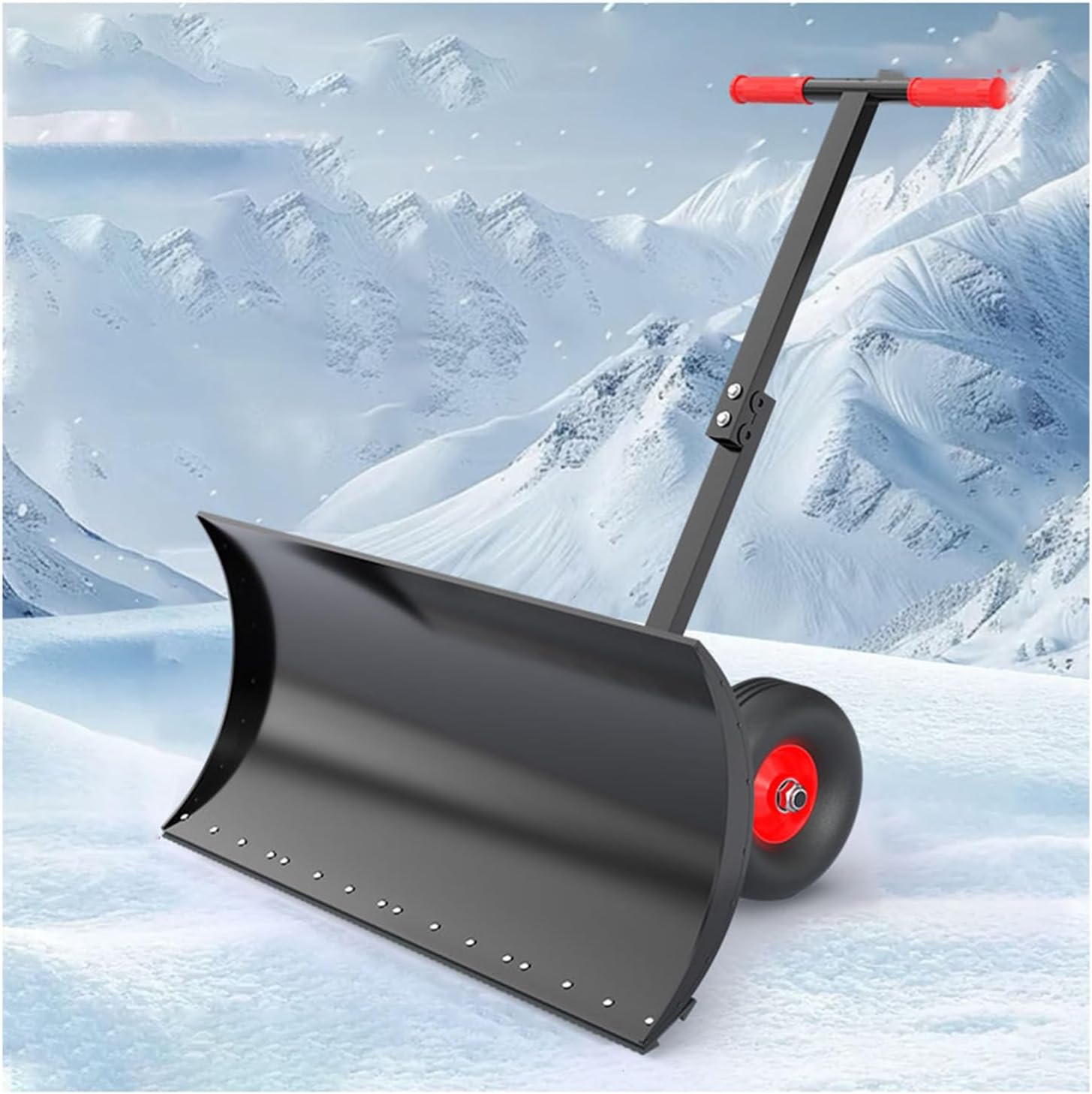 Rolling Push Snow Shovel with Wheels, 29