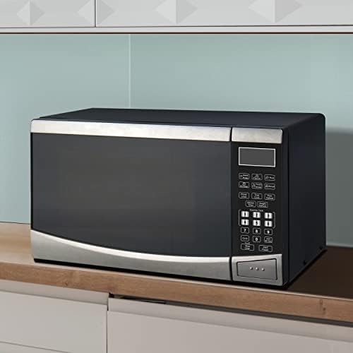 West Bend Microwave Oven 900-Watts Compact with 10 Power Levels and 6 Pre Cooking Settings, Speed Defrost, Electronic Control Panel and Glass Turntable, 0.9-Cu.Ft., Stainless Steel