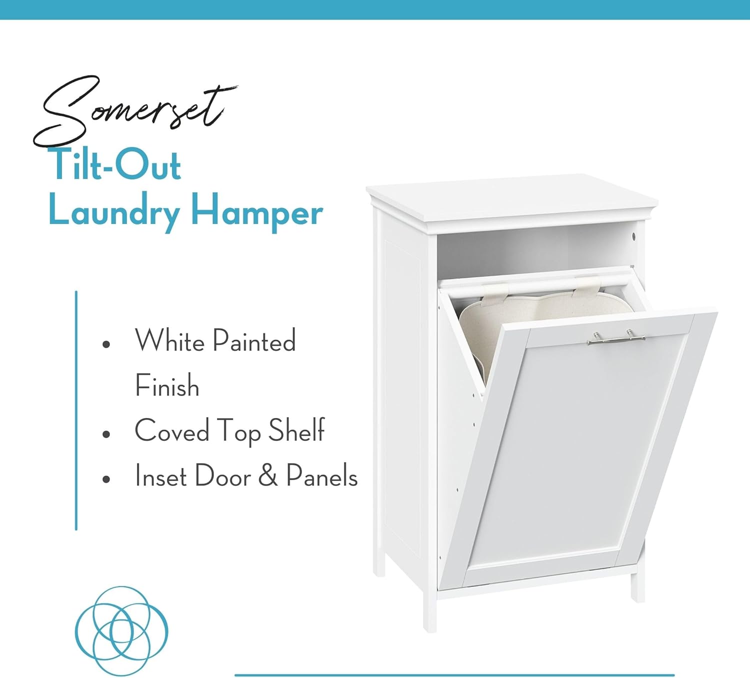 RiverRidge Somerset Tilt-Out Laundry Hamper, White