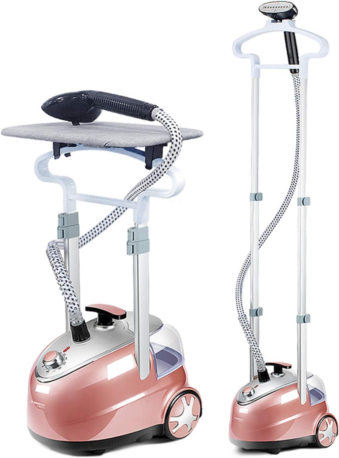 Clothes Vertical Garment Steamer Double Pole 2000W Quick Steam Household Small Hand-Held Steam Iron with Built-In Ironing Board And 1.8 L Water Tank,Gold (Gold)