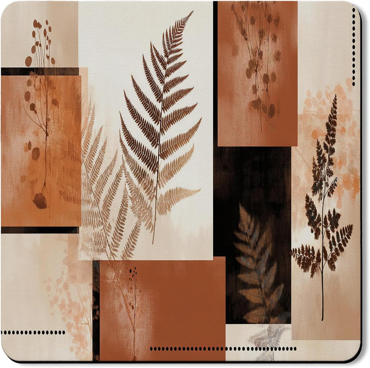 Botanical Washer Dryer Top Protector Mat, Warm Earthy Botanical Print Laundry Machine Covers, Fall Decor Rubber Anti-slip Waterproof Washer And Dryer Mats for Laundry Room 24x24 Inch