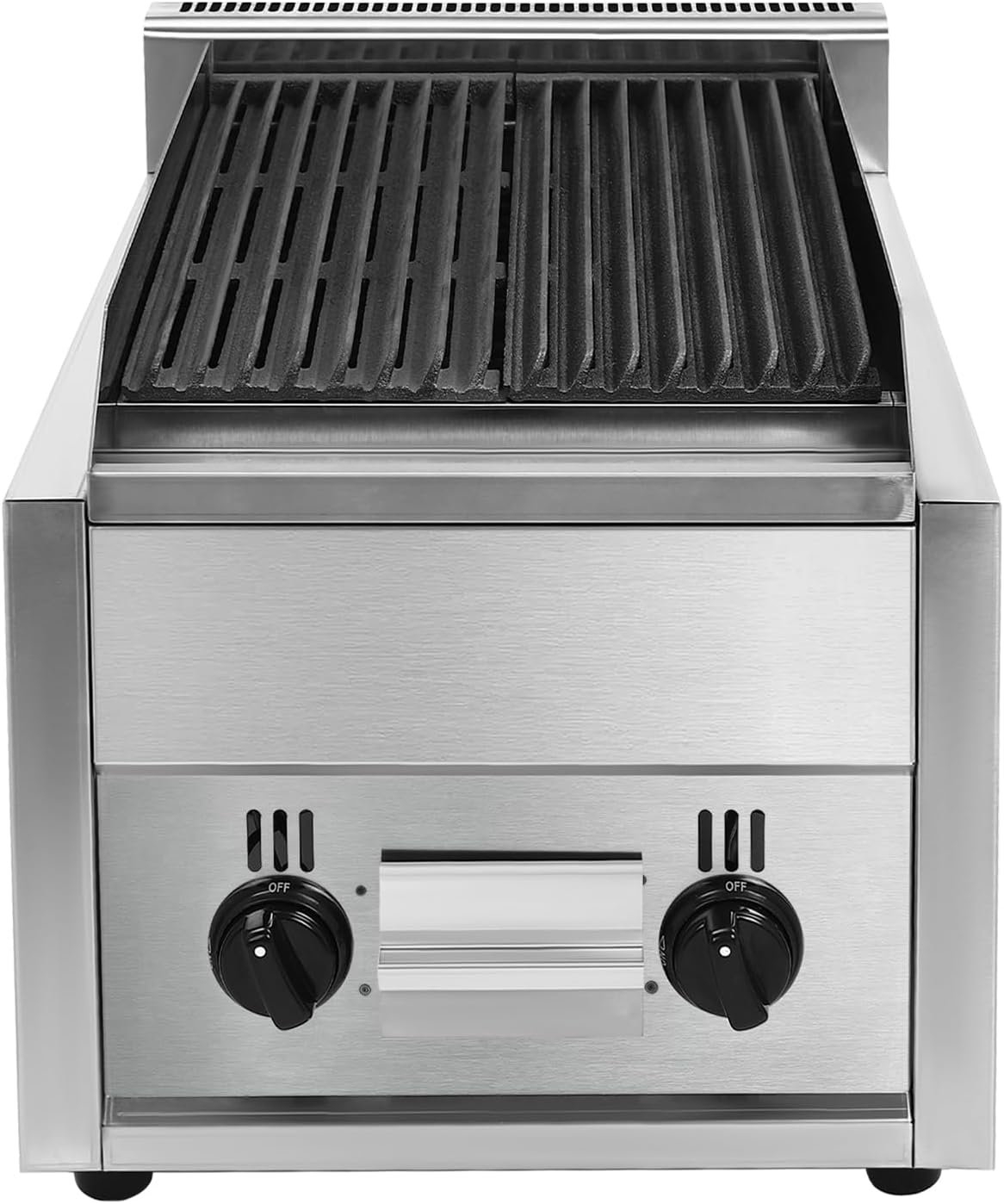 Commercial Gas Grill Built In Stainless Steel Liquid Propane Gas Grills Heavy Duty Countertop Professional Energy Saving High Efficiency Large Pan Adjustable Temperature Two Independent Knob Switches