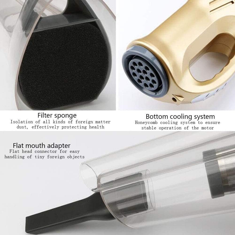 Bagless Hand Vacuum for Carpet and Hard Floor,High Power 120W Wet and Dry Lighting Illuminated Portable Multi-Function Small Mini Handheld Vacuum Cleaner(Yellow)