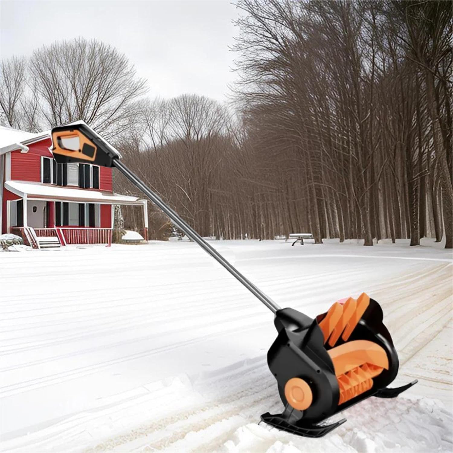 Electric Snow Shovel Cordless, Snow Plow, with LED Power Display, Three-Speed Adjustment, Adjustable Snow Throwing Direction, Suitable for Courtyards, Roads, Etc.