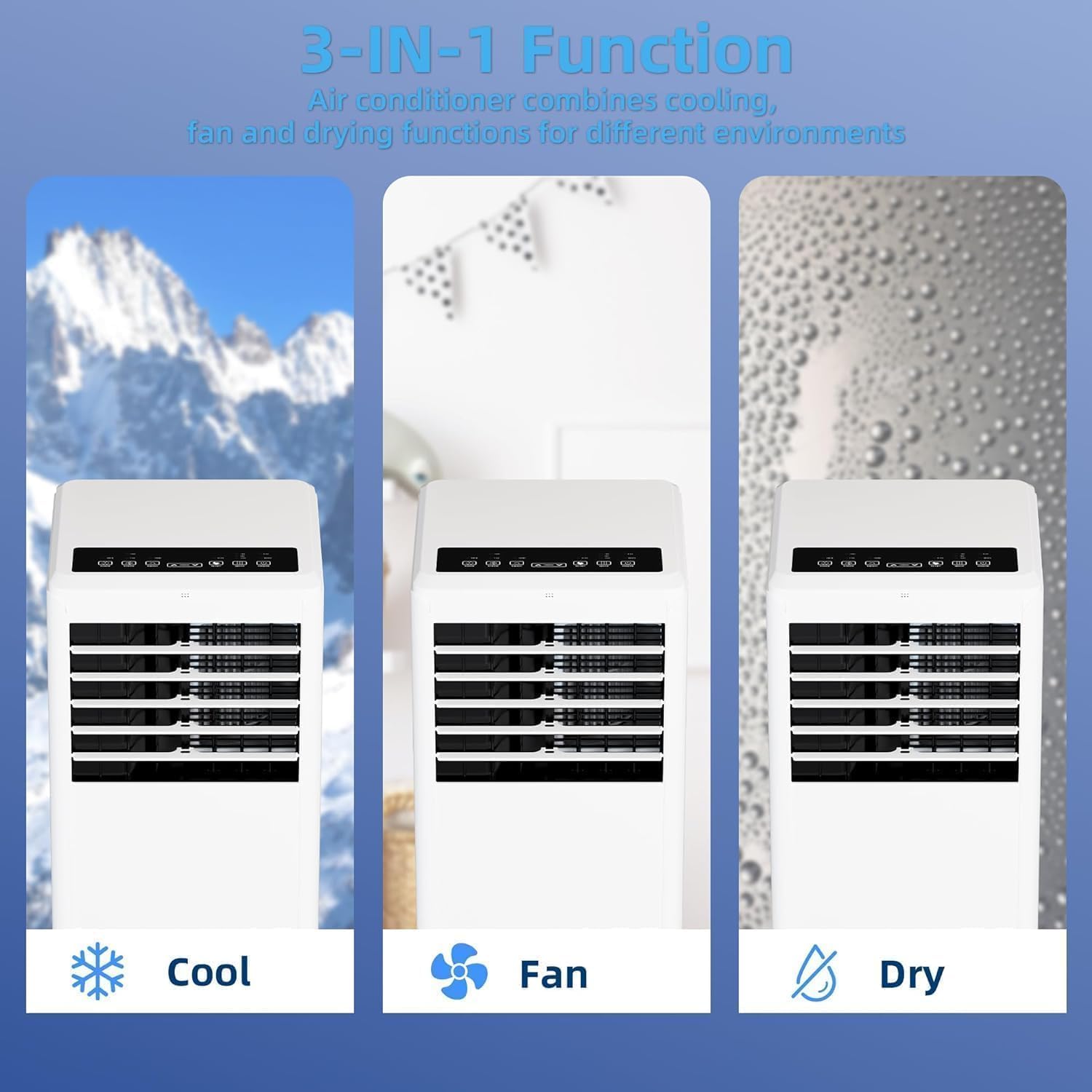 8000 BTU Portable Air Conditioners, Cool Up to 350 Sq.Ft,3 in 1 portable ac unit with Remote Control/Fast Cooling/24Hrs Timer/Window Installation Kit, White