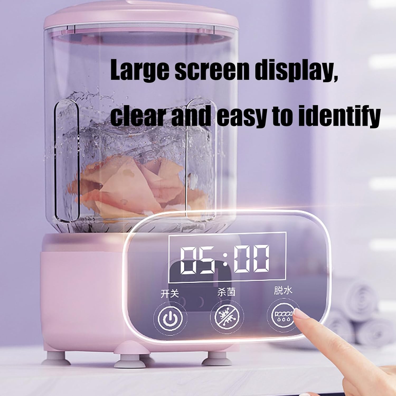 3-in-1 Portable Washing Machine,2L Cordless Underwear Washing Machine with Spin Basket,3 Modes-Washing,Rinsing,and Spinning,3000mAh Laundry Machine for Apartment, Dorm,RV,Use