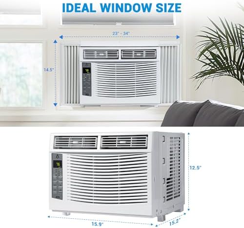 6000 BTU Window-Mounted Air Conditioner, AC Unit Cools Up to 300 Sq. Ft., Quiet Operation, Effortless Temperature Control, 3 Fan Speeds, Auto Restart, White